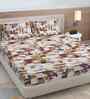 Beige Geometric 300 TC Cotton Blend King Size Double Bedsheet with 2 Pillow Covers