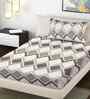 Beige Geometric 300 TC Cotton Blend Single Bedsheet with 1 Pillow Cover