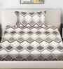 Beige Geometric 300 TC Cotton Blend Single Bedsheet with 1 Pillow Cover