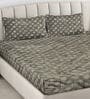 Grey Geometric 300 TC Woollen Fitted Double Bedsheet with 2 Pillow Covers