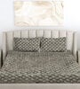Grey Geometric 300 TC Woollen Fitted Double Bedsheet with 2 Pillow Covers