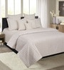 Beige Geometric design 210 TC Cotton Double Bedsheet with 2 Pillow Covers , Beige and White
