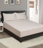 Beige Geometric design 210 TC Cotton Double Bedsheet with 2 Pillow Covers , Beige and White