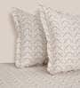 Beige Geometric design 210 TC Cotton Double Bedsheet with 2 Pillow Covers , Beige and White