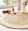 Beige Geometric Jute 3 ftx3 ft Hand Woven Carpet