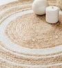 Beige Geometric Jute 3 ftx3 ft Hand Woven Carpet