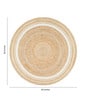 Beige Geometric Jute 3 ftx3 ft Hand Woven Carpet