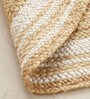 Beige Geometric Jute 3 ftx3 ft Hand Woven Carpet