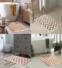 Beige Geometric Microfibre 24x16 Inches Super Soft Bath Mat
