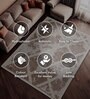 Beige Geometric Polyester 5 ft X 7 ft Machine Made Carpet
