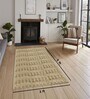 Beige Geometric Polyester Blend 3 X 5 Feet Rabbit Fur Machine Made Carpet