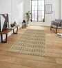 Beige Geometric Polyester Blend 3 X 5 Feet Rabbit Fur Machine Made Carpet