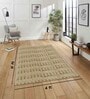 Beige Geometric Polyester Blend 4 X 6 Feet Machine Made Carpet