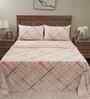 Beige Geometric Print 200 TC Cotton Double Bed Sheet with 2 Pillow Covers Eclectic Geo Collection