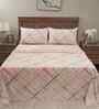 Beige Geometric Print 200 TC Cotton King Size Bed Sheet with 2 Pillow Covers Eclectic Geo Collection