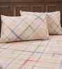 Beige Geometric Print 200 TC Cotton King Size Bed Sheet with 2 Pillow Covers Eclectic Geo Collection