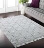 Beige Geometric Wool 5 x 7 Feet Hand Woven Carpet