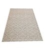 Beige Geometric Wool 5 x 7 Feet Hand Woven Carpet