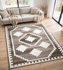 Beige Geometric Wool And Cotton 8 X 5 Feet Hand Tufted Carpet