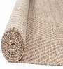 Beige Geometrical Cotton 8X5 Feet Hand Woven Carpet