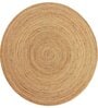 Beige Geometrical Jute 3 X 3 Feet Hand Woven Round Carpet