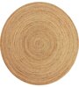 Beige Geometrical Jute 4 X 4 Feet Hand Woven Round Carpet