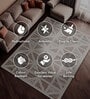 Beige Geometrical Polyester 3 ft X 5 ft Machine Made Carpet