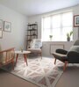 Beige Geometrical Polyester 3 ft X 5 ft Machine Made Carpet