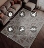 Beige Geometrical Polyester 5 ft X 7 ft Machine Made Carpet