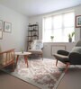 Beige Abstract Polyester 5 ft X 7 ft Machine Made Carpet