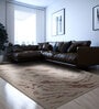 Beige Abstract Polyester 5 ft X 7 ft Machine Made Carpet