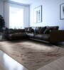 Beige Abstract Polyester 6 ft x 9 ft Machine Made Carpet