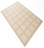 Beige Geometrical Wool And Flax And Cotton 8X5 Feet Hand Woven Carpet
