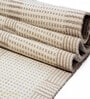 Beige Geometrical Wool And Flax And Cotton 8X5 Feet Hand Woven Carpet