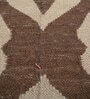 Beige Geometrical Wool 5 ft X 8 ft Flat Weaves