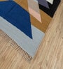 Beige Geometrical Wool 5 ft X 8 ft Flat Weaves