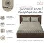 Beige Glace Cotton Self Design Elastic Fitted King Bedsheet With 2 Pillow Covers