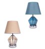 Beige Glass Table Lamp with Metal Base and Fabric Shade Elegant Modern Design