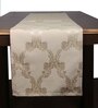 Beige Hallway Damasc Cotton Jacquard (84 x 13) Table Runner