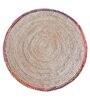 Beige Geometric Hemp 6.5 ft x 6.5 ft Flat Weave Round Carpet