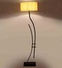 Beige Iron & Cloth Shade Club Floor Lamp With Iron Base