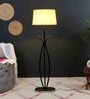Beige Iron & Cloth Shade Club Floor Lamp With Iron Base