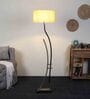 Beige Iron & Cloth Shade Club Floor Lamp With Iron Base
