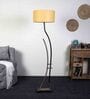 Beige Iron & Cloth Shade Club Floor Lamp With Iron Base