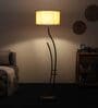 Beige Iron & Cloth Shade Club Floor Lamp With Iron Base