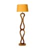 Beige Iron & Cloth Shade Club Floor Lamp With Wood Base