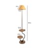 Lampost Beige Cloth Shade Shelf Floor Lamp With Wood & Iron Base
