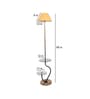 Contemporary Beige Cloth Shade Shelf Floor Lamp With Iron & Glass Base
