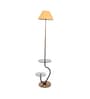 Contemporary Beige Cloth Shade Shelf Floor Lamp With Iron & Glass Base