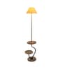 Lampost Beige Cloth Shade Shelf Floor Lamp With Wood & Iron Base